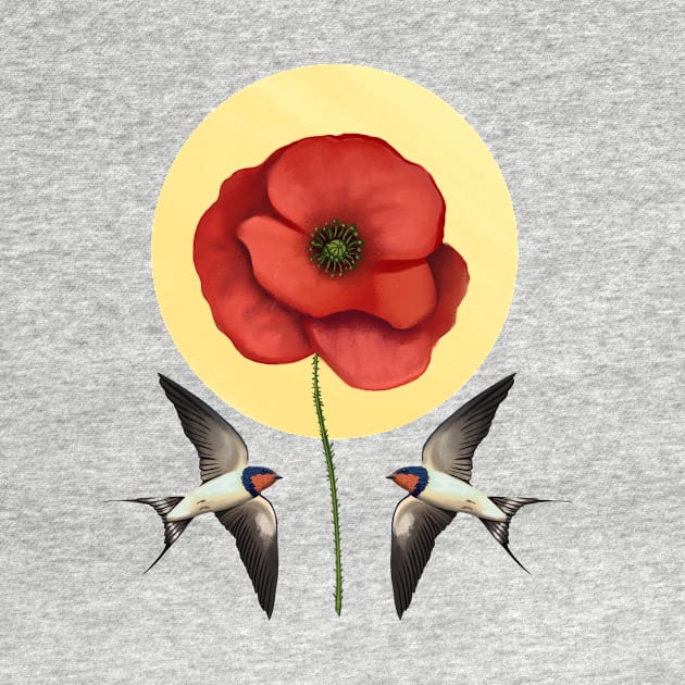 Swallows & poppy by Leticia Powers 